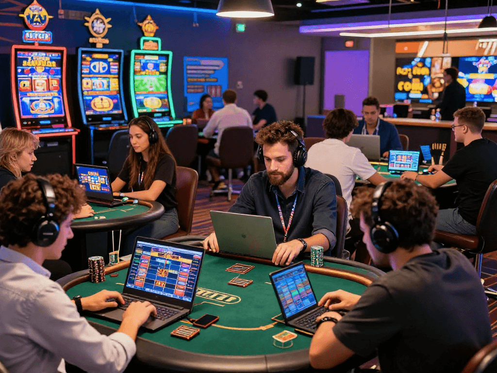 Exciting scene of players enjoying TK 1971 online casino games and sports betting