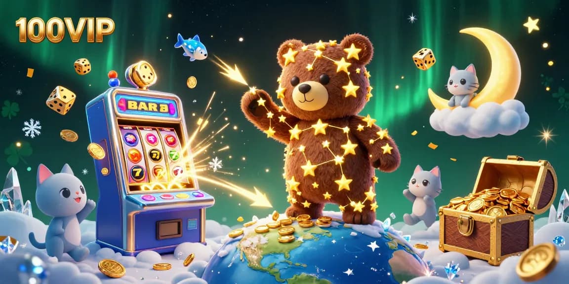 Bet big with 100VIP in a vibrant casino scene featuring rich elements and captivating characters.