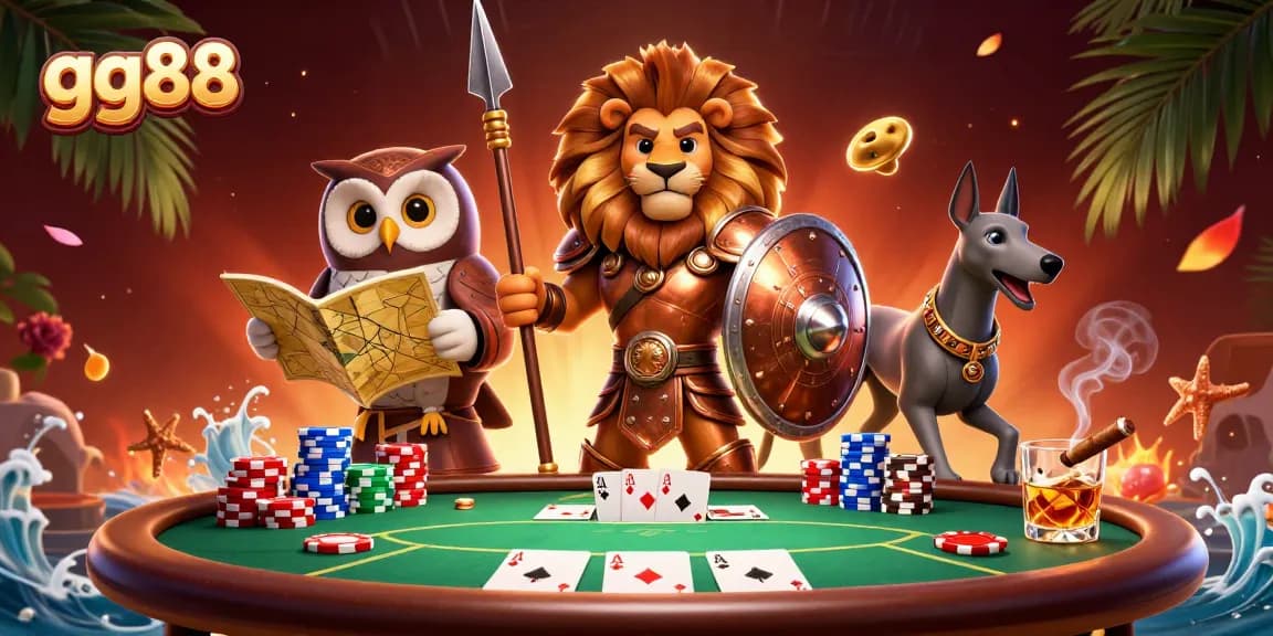 Engage in thrilling poker action at gg88 with 3D cartoon characters bringing the casino atmosphere alive.