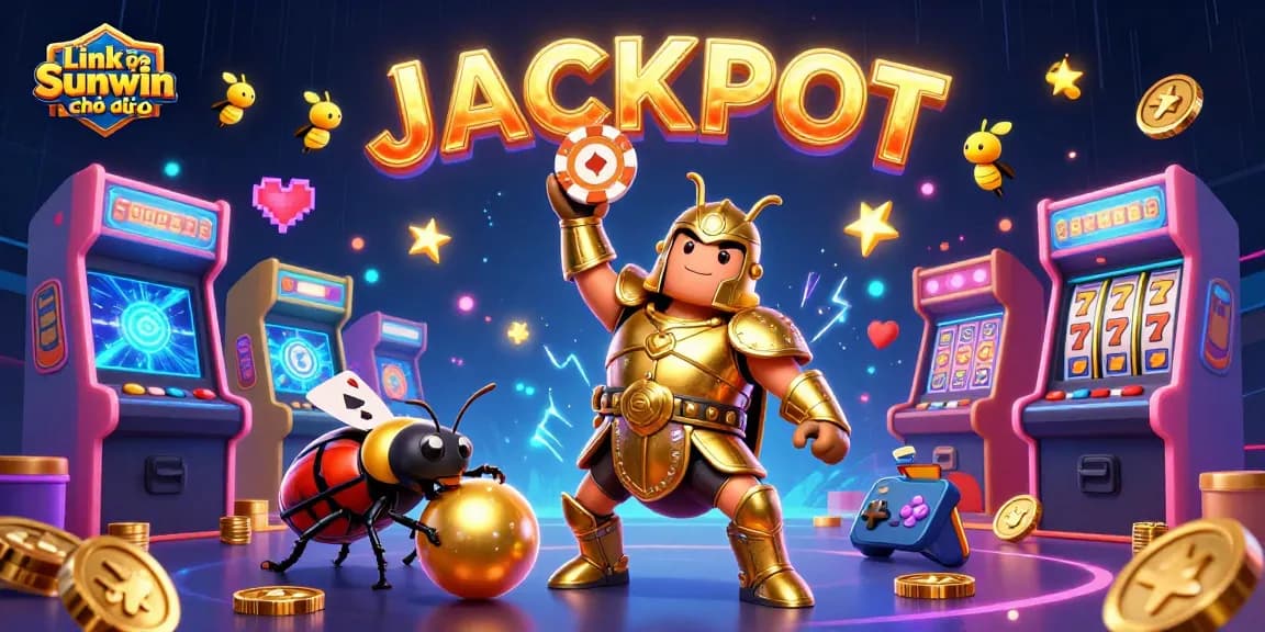 Celebrate winning with Link vào Sunwin chính thức showcasing a vibrant 3D casino scene filled with fun elements.