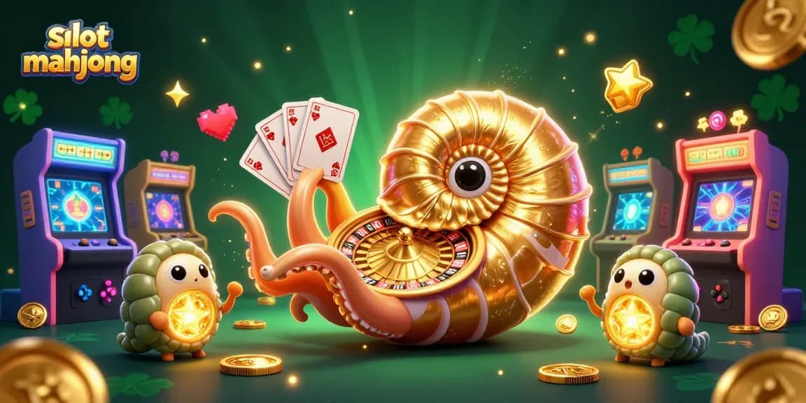 Experience the thrill of slot mahjong with a vibrant casino scene featuring 3D characters and dynamic game elements.