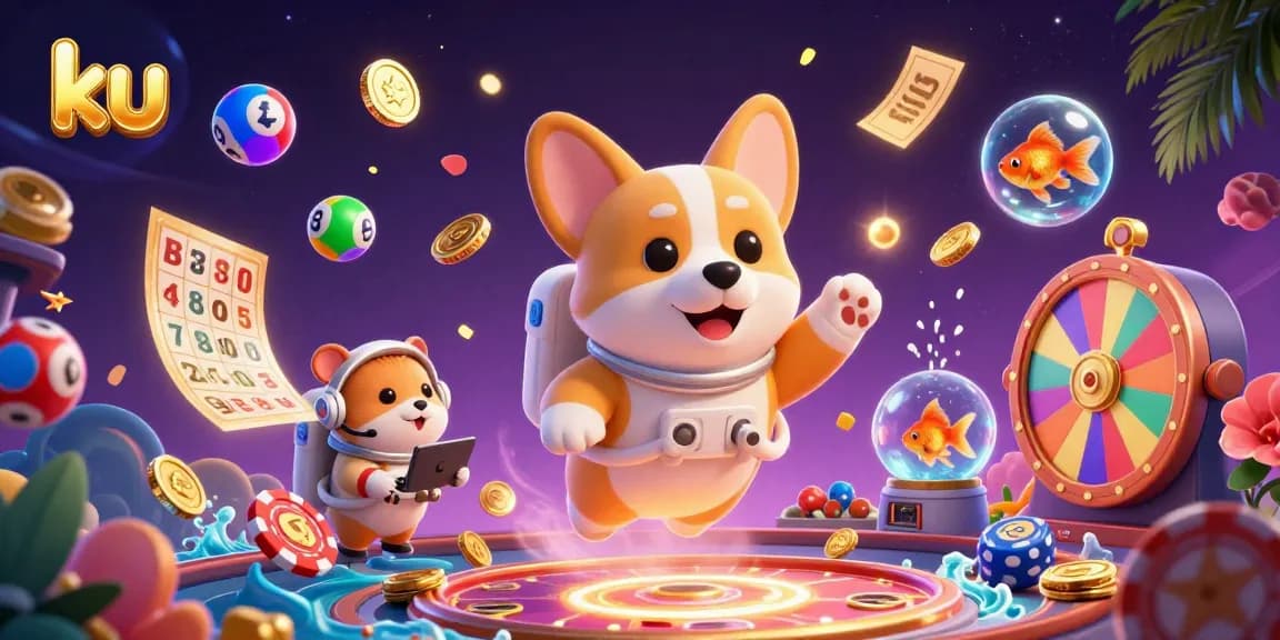 Explore thrilling casino action with ku in a vibrant 3D astronaut scene filled with gambling excitement.