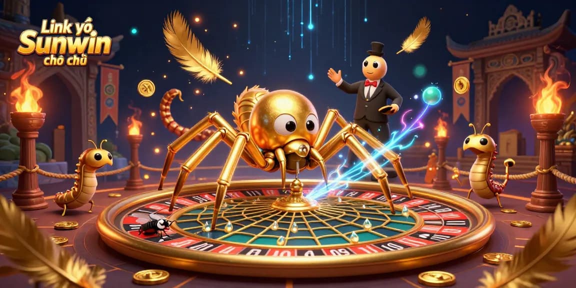 Place bets with confidence at Link vào Sunwin chính thức featuring a golden spider roulette scene.