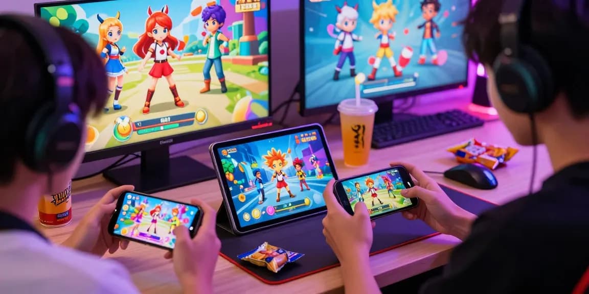Engaging scene of players immersed in transformation hentai games on their mobile devices.