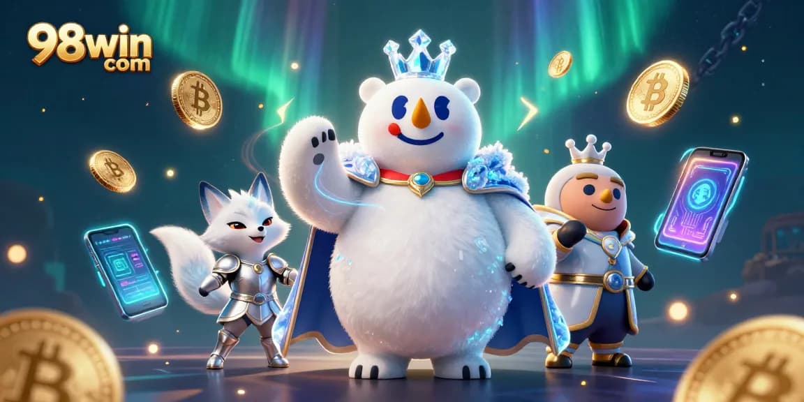 Engage in thrilling games at 98win com with lively crypto casino visuals and vibrant characters.