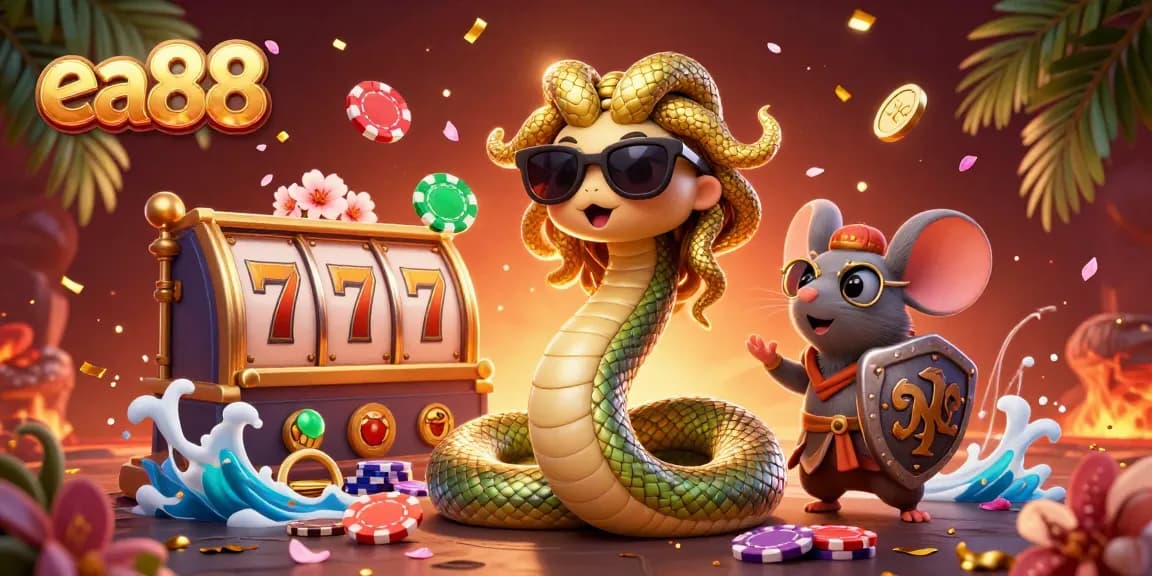 Spin the reels and win big with ea88 in this vibrant and festive casino scene.