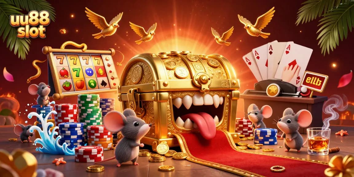 Experience excitement at uu88 slot where a treasure chest lures adventurer mice with riches.