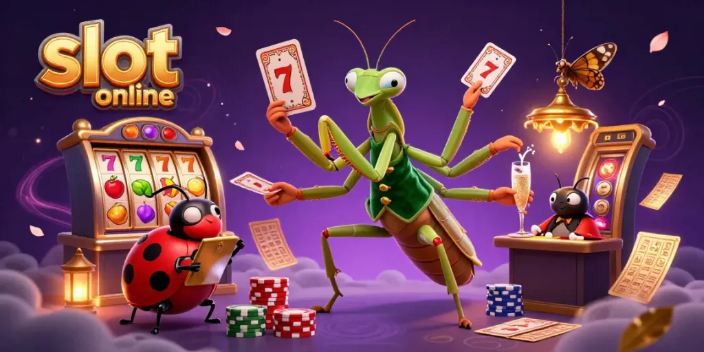 Experience the excitement of slot online games with vibrant characters and lively casino elements.
