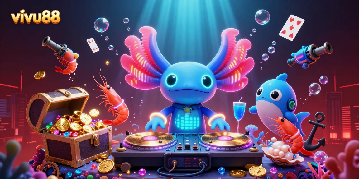 Experience thrilling gaming action at vivu88 with a vibrant underwater casino scene featuring dynamic characters.