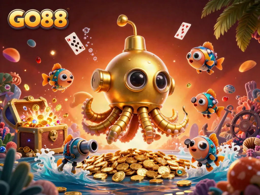Engage in thrilling gameplay with GO88, capturing the excitement of winning in an ultra-detailed casino scene.