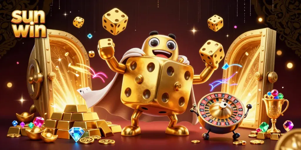 Experience thrilling wins at sun win casino with vibrant golden treasures and playful characters.