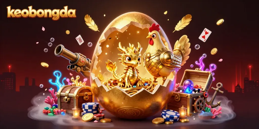 Engage in strategic betting with keobongda's golden dragon luck amid vibrant casino elements.