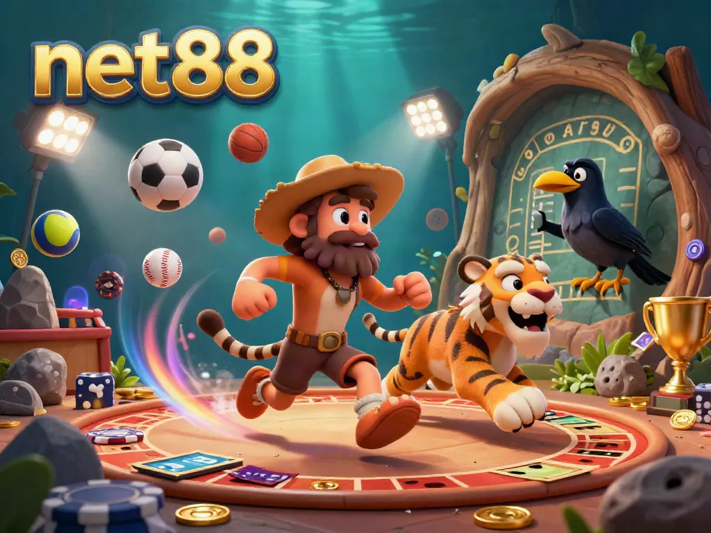 Play exciting games at net88 with a unique gambling twist featuring prehistoric characters and dynamic sports elements.